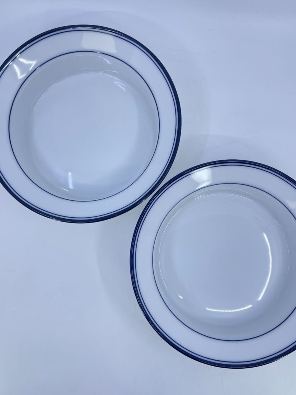 vintage dansk concerto allegro rimmed soup bowls set of 2 white with blue rings